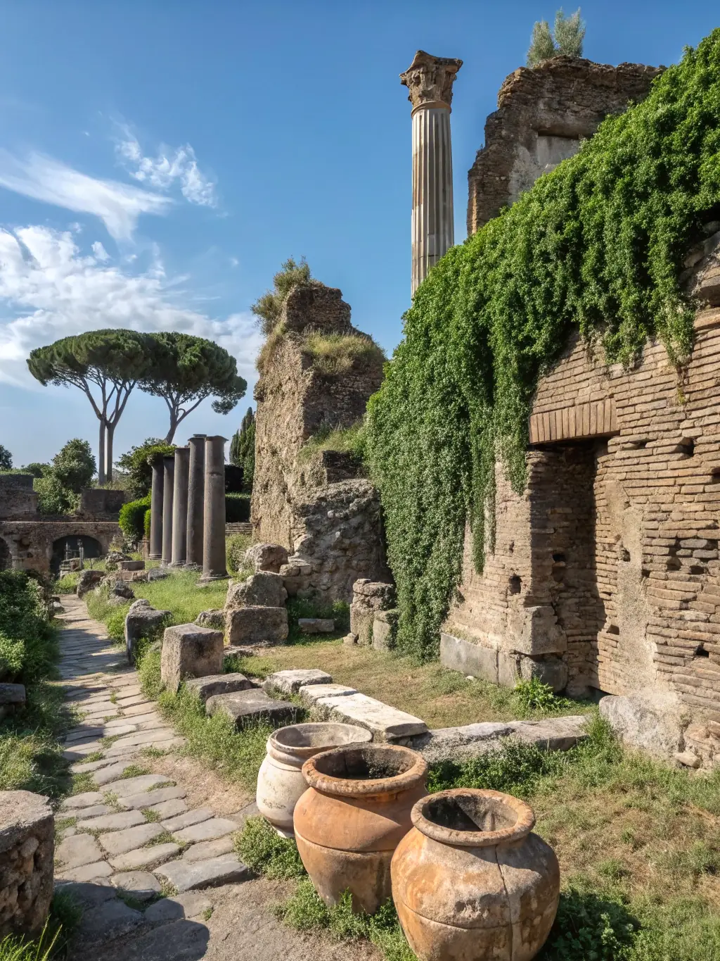 A photograph of a restored section of an ancient aqueduct, showcasing the organization's work in preserving and enhancing archaeological sites.